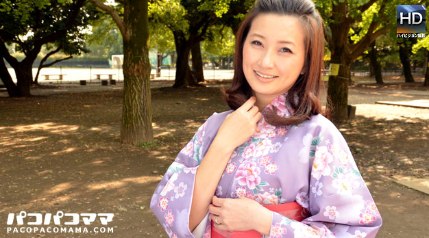 和服美人妻とベランダで見せ付けファック 菊川亜美