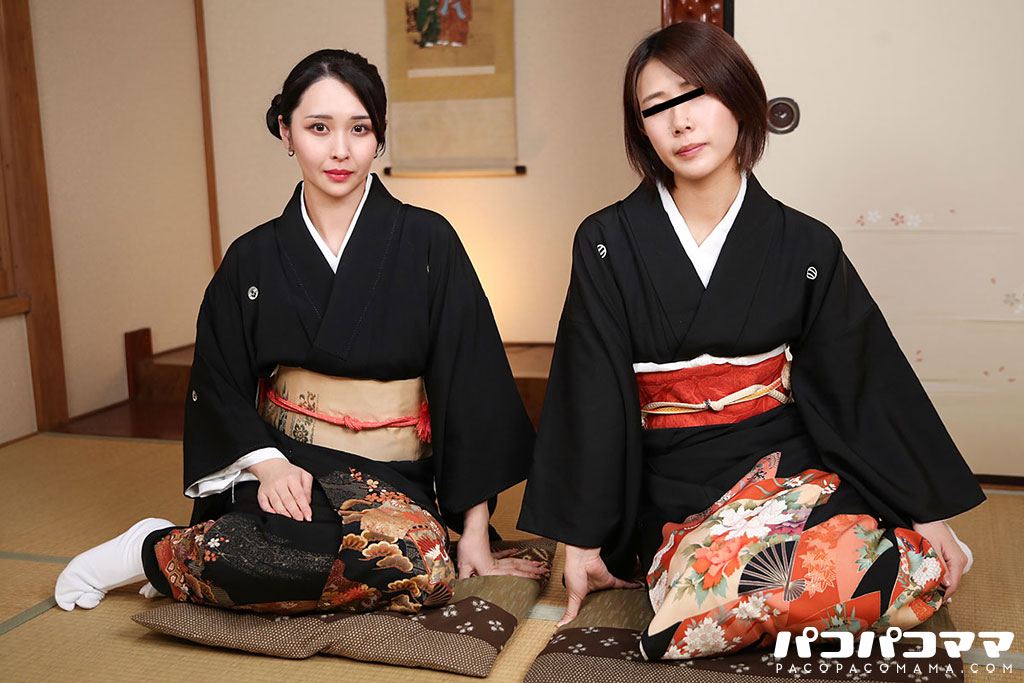 艶やか和装美熟女達と戯れる4P中出し乱交