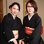 艶やか和装美熟女達と戯れる4P中出し乱交